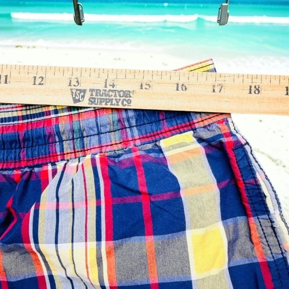 Vintage Polo Ralph Lauren Swim Trunks Men XL Madras Plaid Lined‎ Mesh Shorts 90s